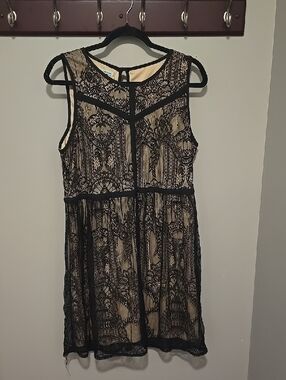 Maurices Black Lace Mini Dress with Nude Lining